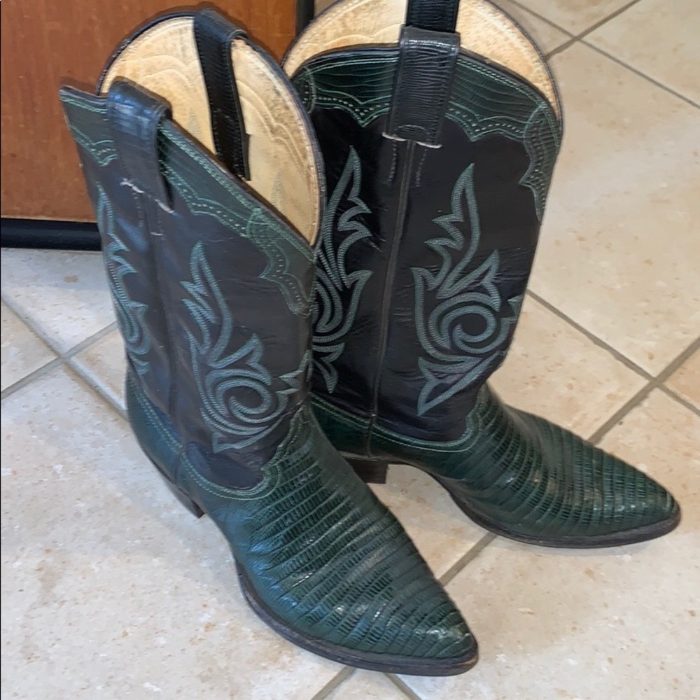 Green Alligator cow girl boots